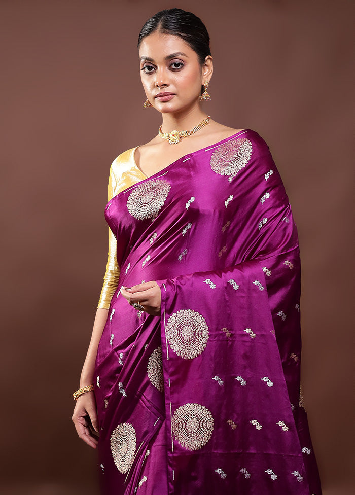 Purple Dupion Silk Saree With Blouse Piece Outlet Exclusive