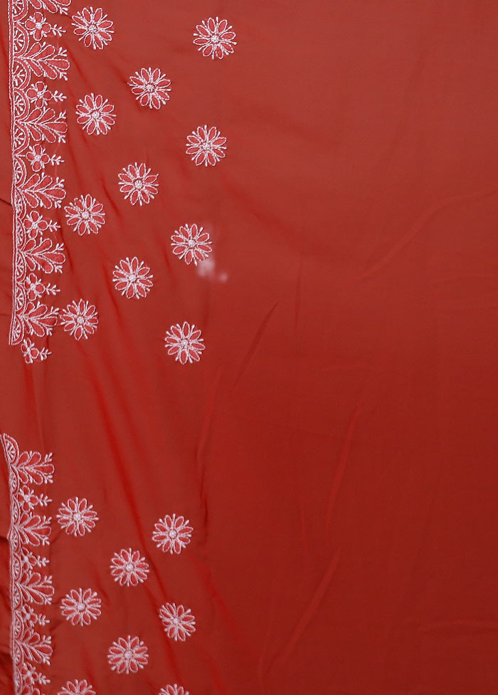 Red Pure Cotton Saree With Blouse Piece 100% Original Sale Online