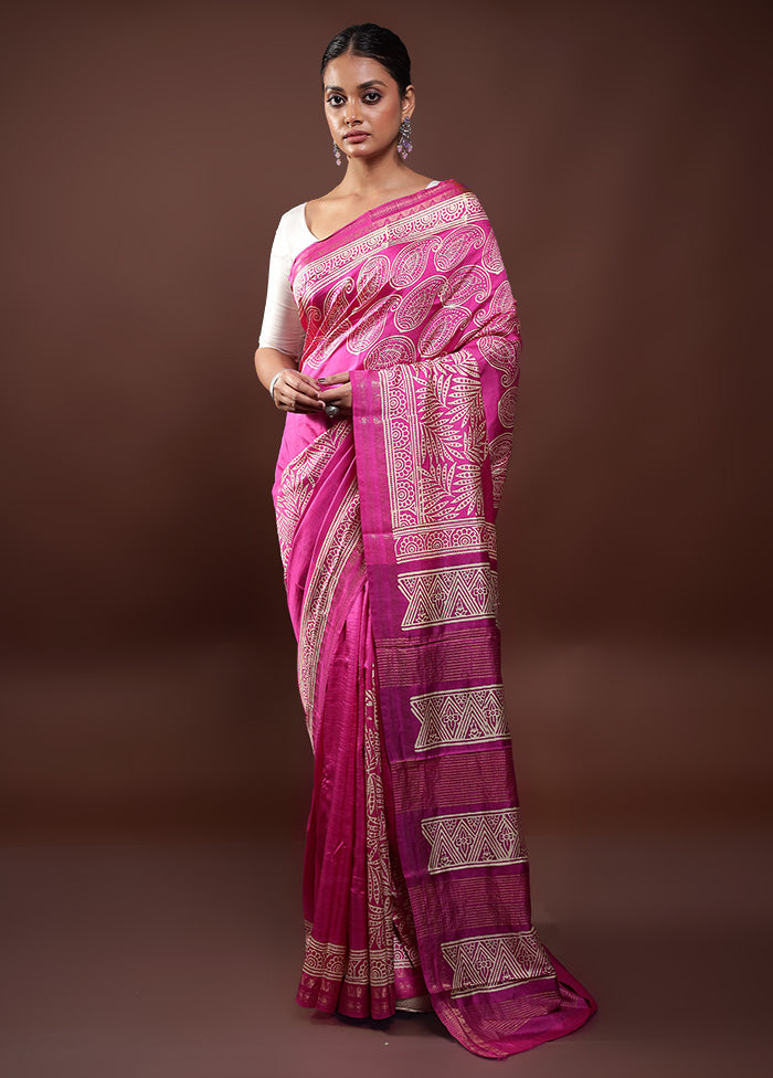 Pink Pure Bishnupuri Silk Saree Without Blouse Piece Marketable