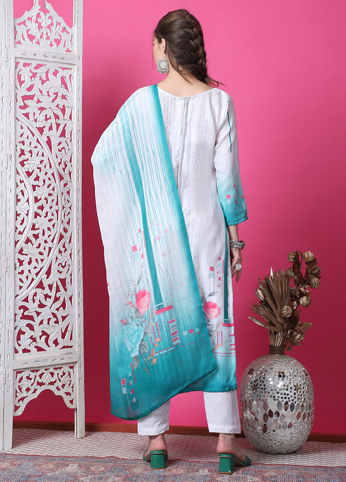 3 Pc Multicolor Unstitched Cotton Suit Set Discount Classic