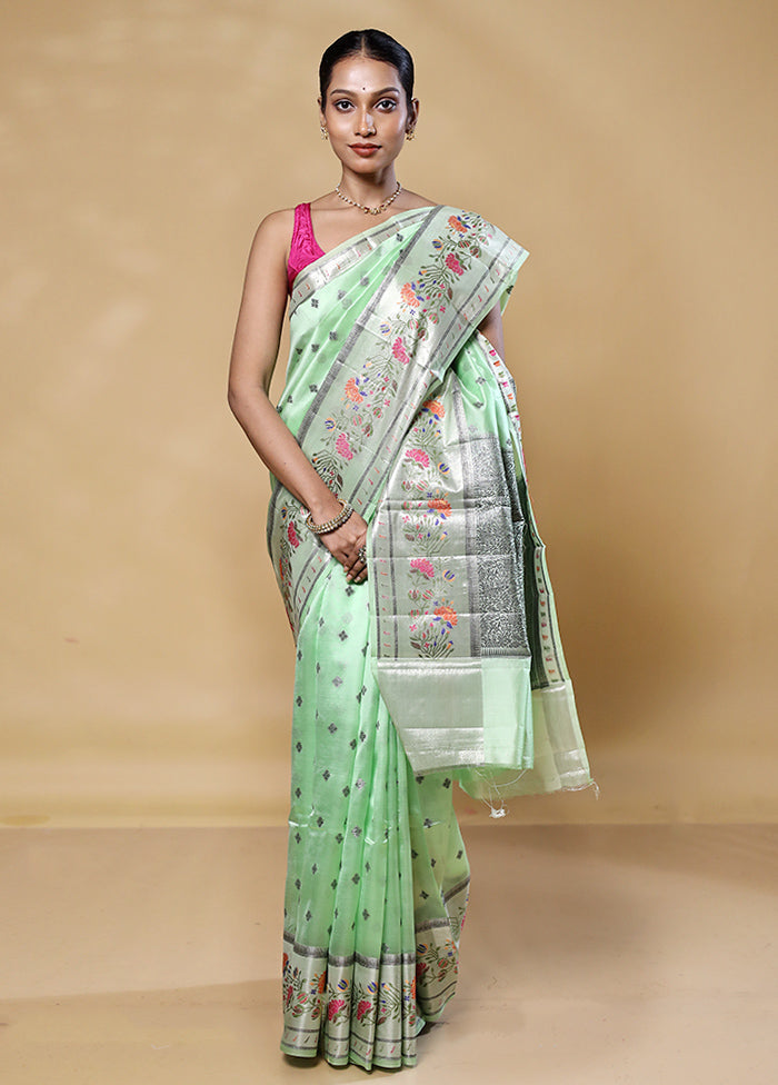 Green Handloom Dupion Pure Silk Saree With Blouse Piece Cheap Fake