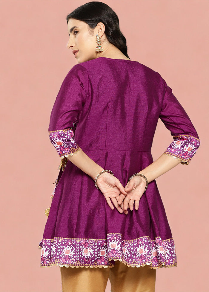 Purple Readymade Silk Tunic Wide Range Of Cheap Pice