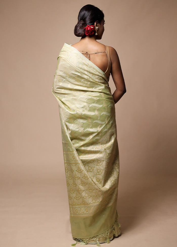 Green Tissue Silk Saree With Blouse Piece Outlet 100% Original