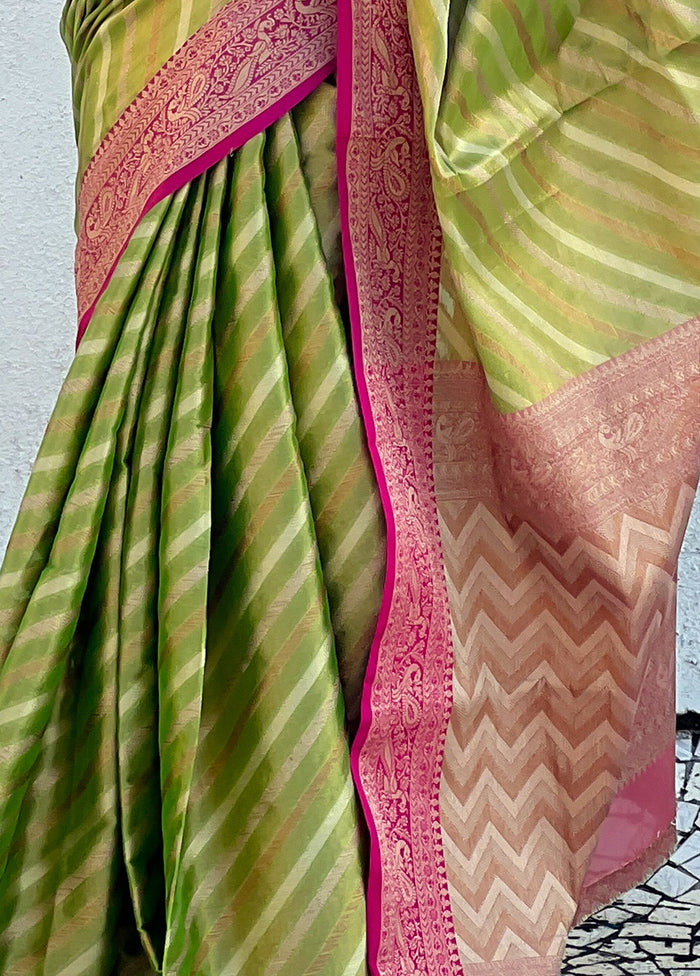 Green Spun Silk Saree With Blouse Piece Clearance Choice