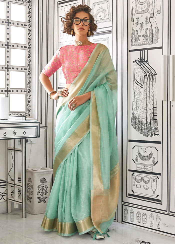 Sky Blue Chiffon Silk Saree With Blouse Piece 2025 Sale Online