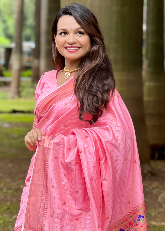 Pink Dupion Silk Saree With Blouse Piece Fast Delivery Online