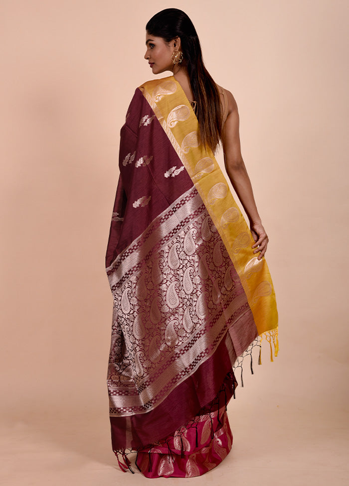 Maroon Cotton Saree With Blouse Piece Sale Manchester Great Sale