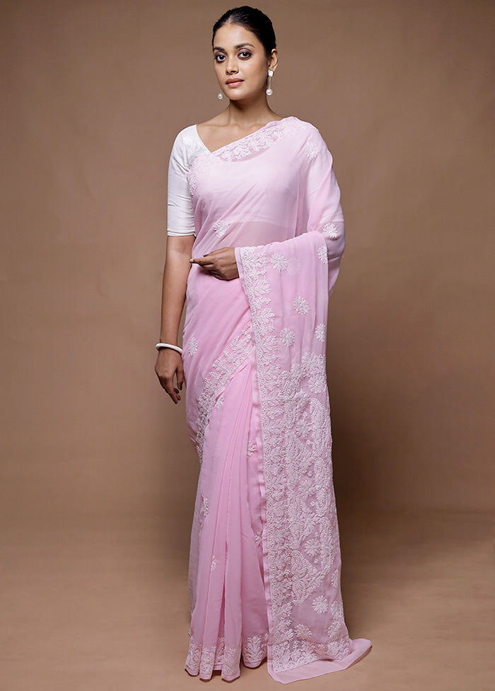 Pink Pure Cotton Saree With Blouse Piece Sale Genuine