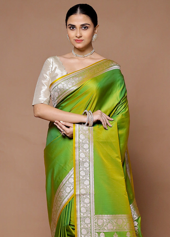 Green Katan Silk Saree With Blouse Piece Cheap Original