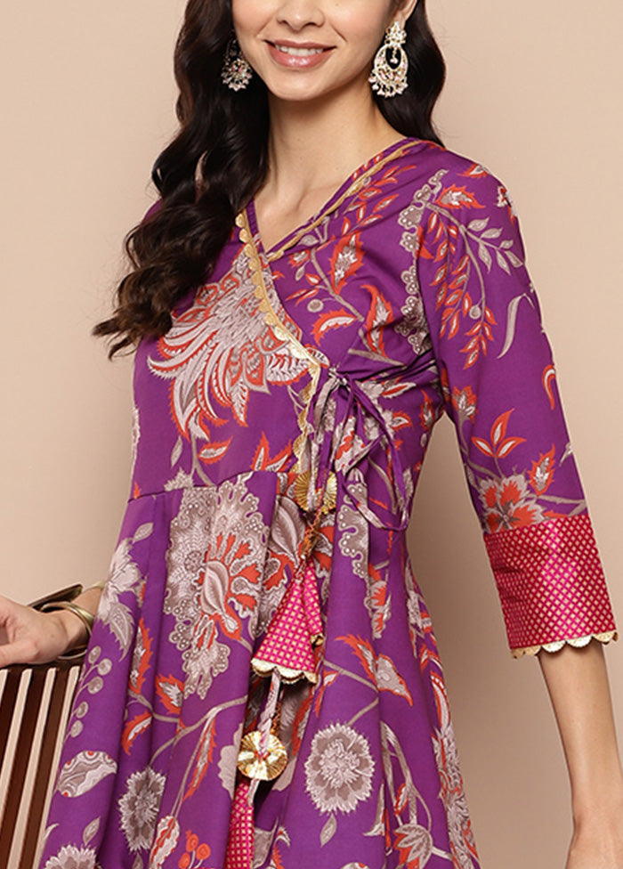 Purple Readymade Silk Tunic Cheap Sale Professional