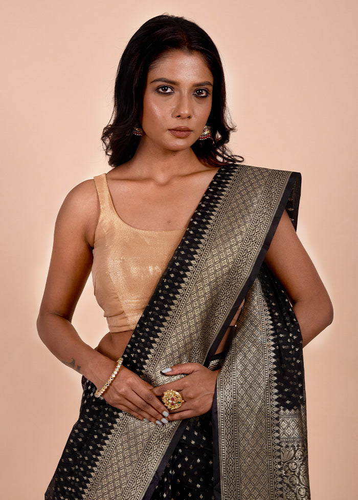 Black Kora Silk Saree With Blouse Piece Clearance Cheap Real