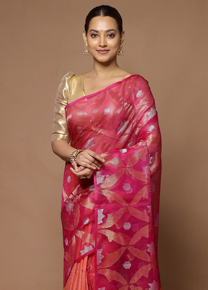 Pink Handloom Matka Pure Silk Saree With Blouse Piece Cheap Best Store To Get