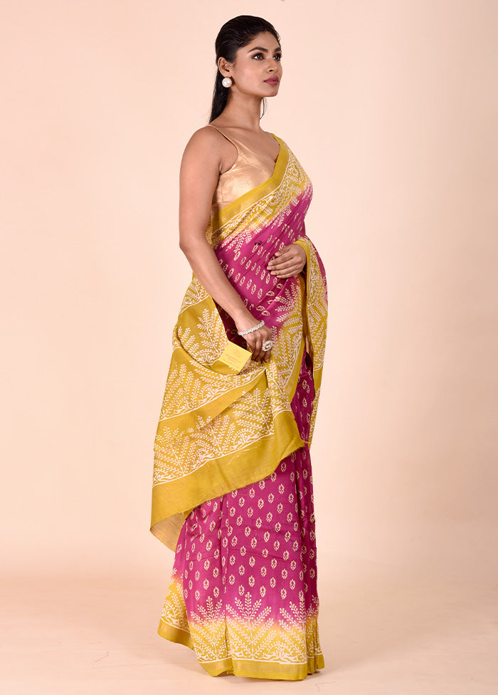 Purple Chanderi Cotton Saree With Blouse Piece Visit