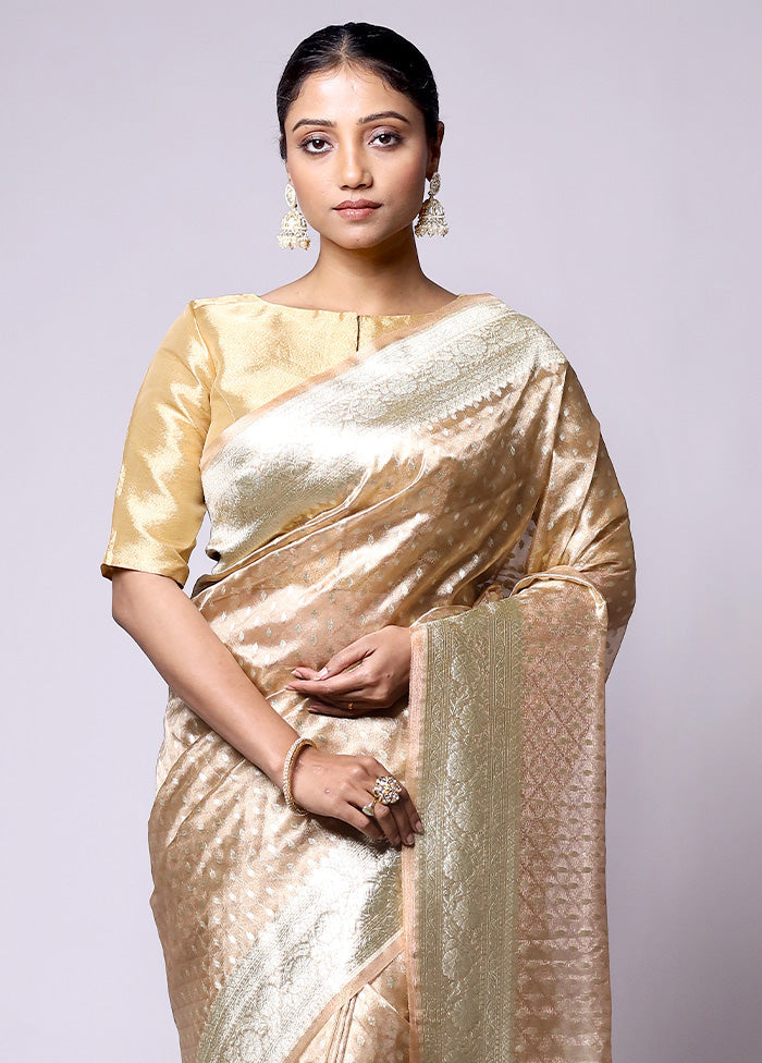 Cream Tissue Silk Saree With Blouse Piece Outlet Shop