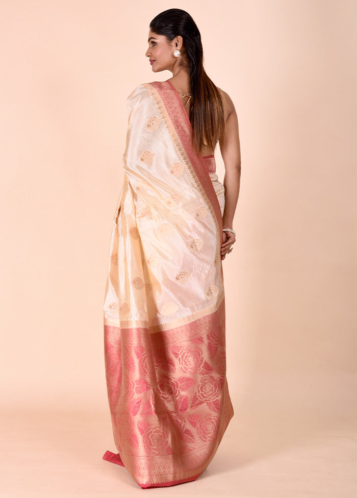 Cream Dupion Silk Saree With Blouse Piece Buy Cheap Free Shipping