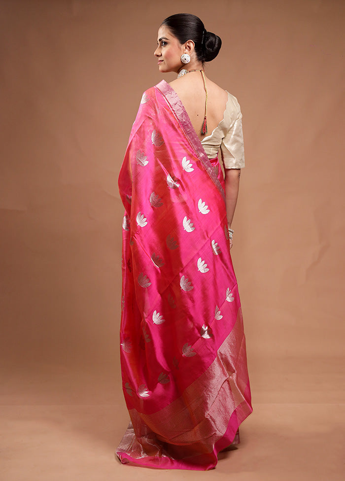 Pink Handloom Chanderi Pure Cotton Saree With Blouse Piece Buy Cheap 100% Guaranteed