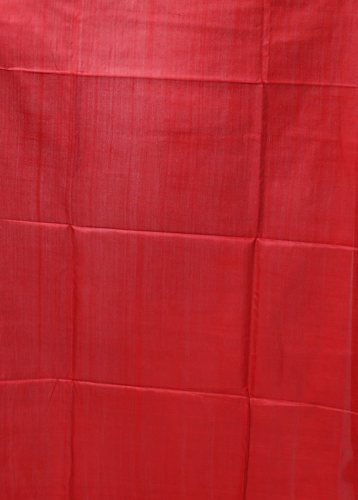 Red Handloom Tussar Pure Silk Saree With Blouse Piece For Nice Online