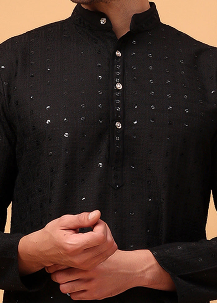 Black Viscose Embroidered Kurta Largest Supplier