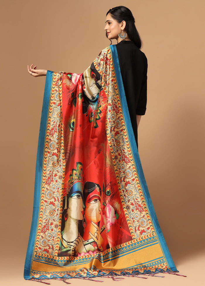 Orange Art Silk Dupatta Exclusive Online