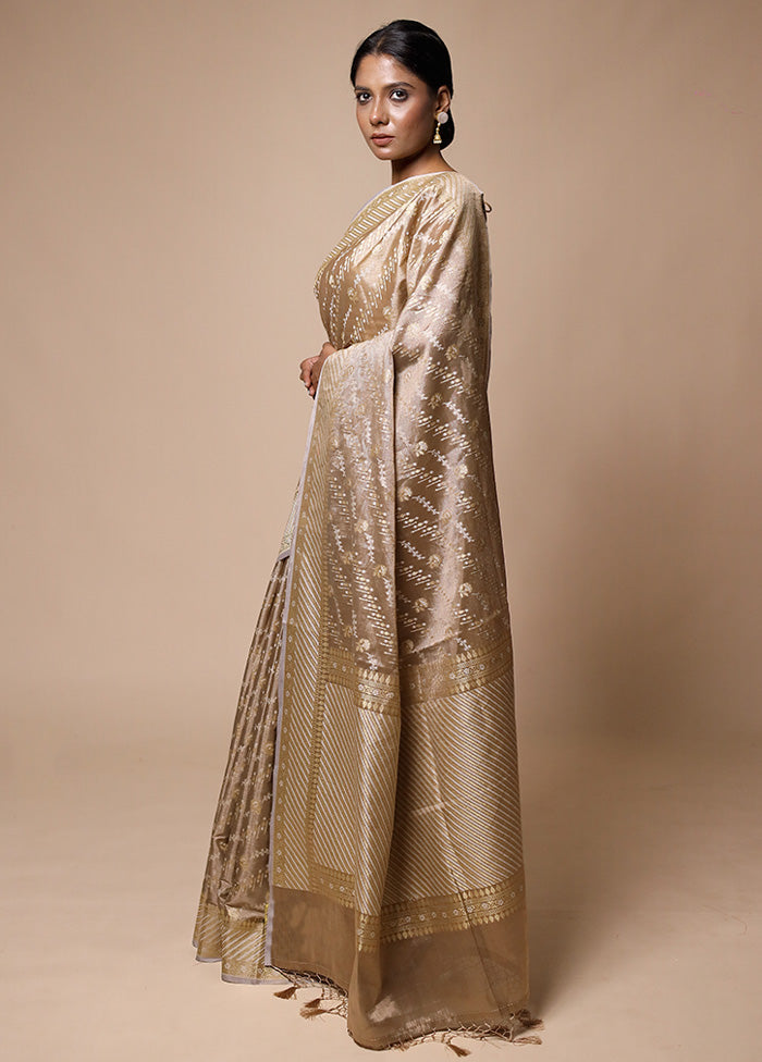 Cream Tissue Silk Saree With Blouse Piece Outlet Cheap Quality