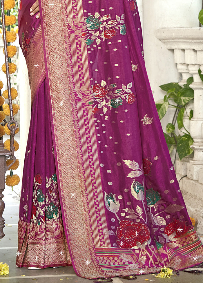 Pink Spun Silk Saree With Blouse Piece Outlet Marketable