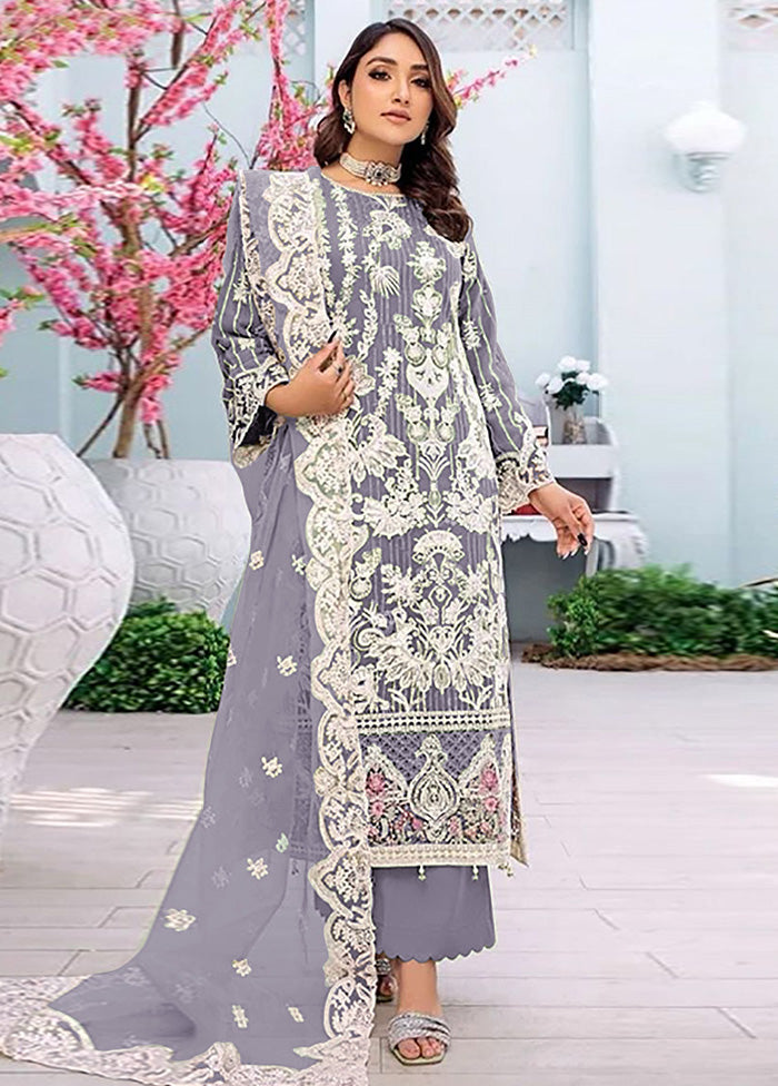 3 Pc Purple Semi Stitched Georgette Suit Set Sale Get To Buy