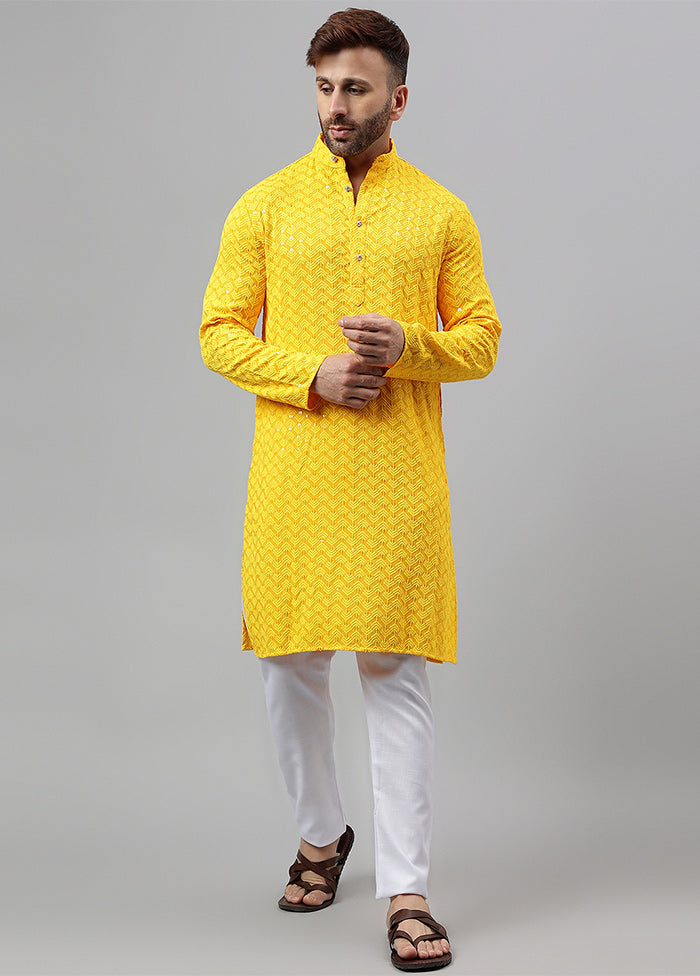 2 Pc yellow Viscose Kurta Pajama Set Sale Lowest Pice