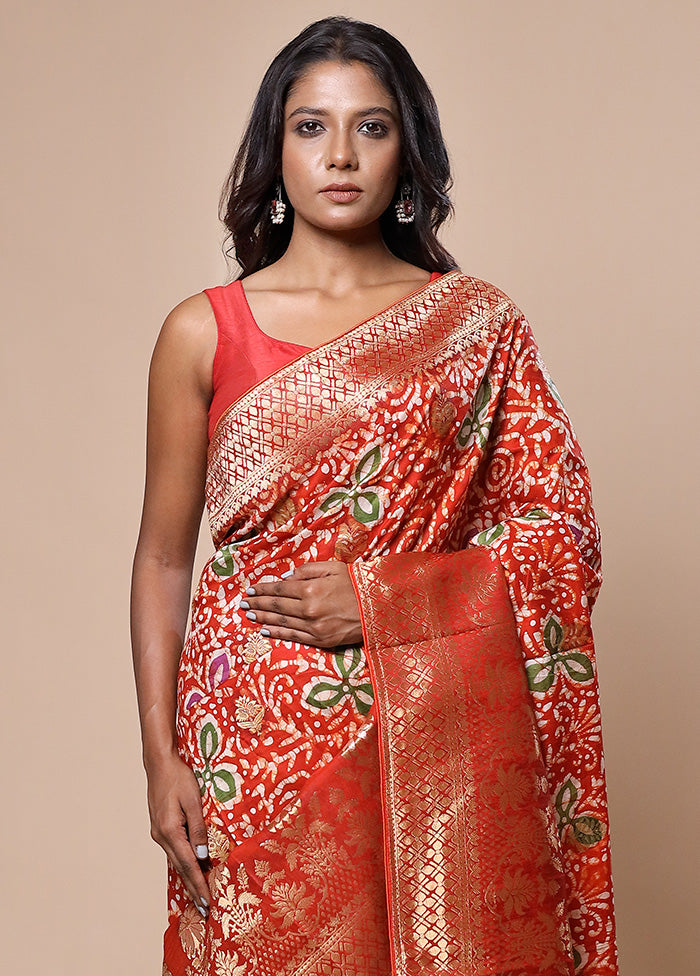 Red Tussar Silk Saree With Blouse Piece Top Quality For Sale