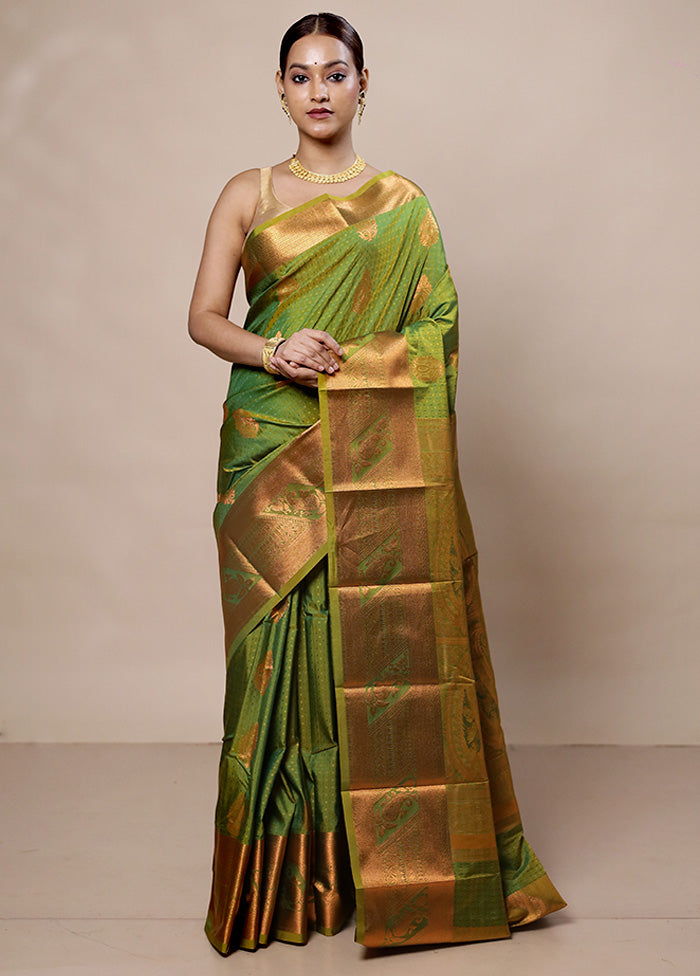 Green Kanjivaram Silk Saree With Blouse Piece Clearance Tumblr