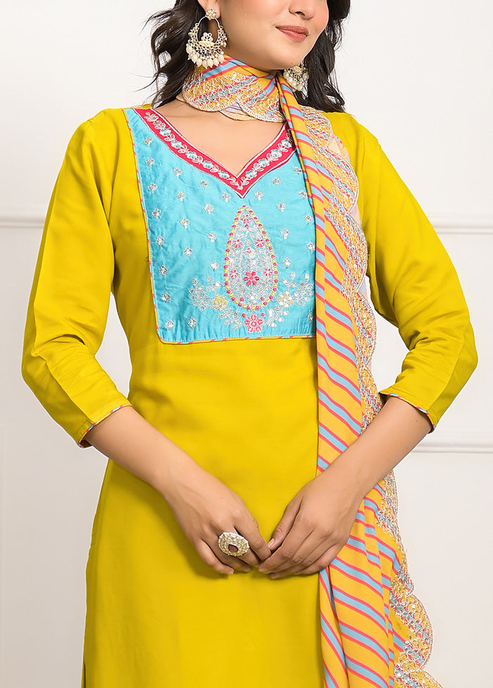 3 Pc Yellow Readymade Viscose Suit Set Buy Cheap Limited Edition