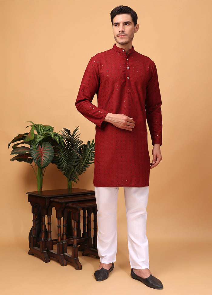 2 Pc Red Viscose Kurta Pajama Set Websites For Sale