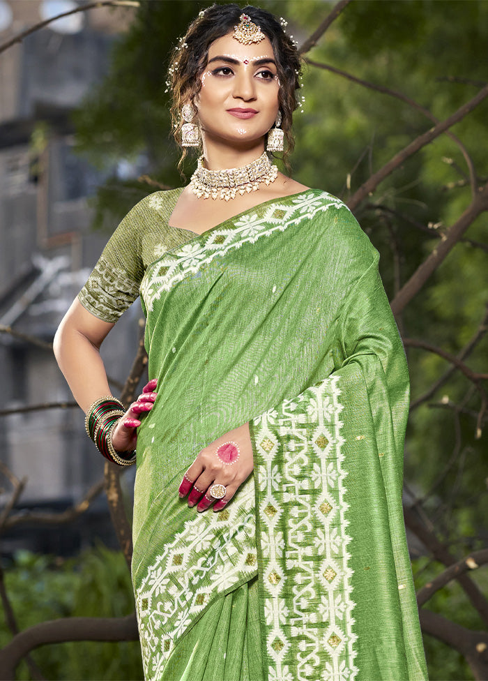 Green Cotton Saree With Blouse Piece Shop Sale Online