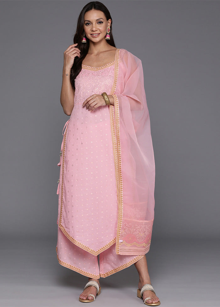 3 Pc Pink Pure Readymade Cotton Dupatta Suit Set Recommend Cheap Online