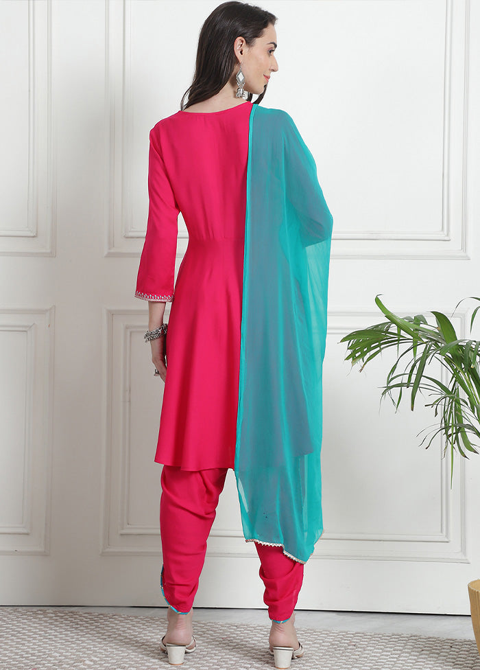 3 Pc Pink Readymade Rayon Suit Set Cheap Sale Sale