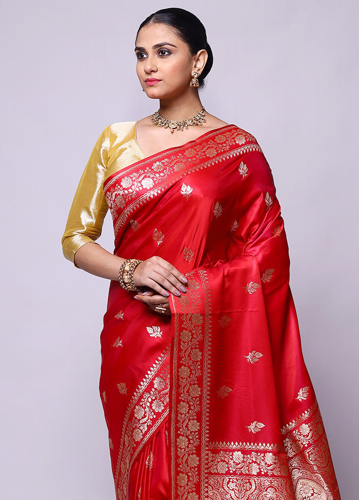 Pink Banarasi Silk Saree With Blouse Piece Geniue Stockist For Sale