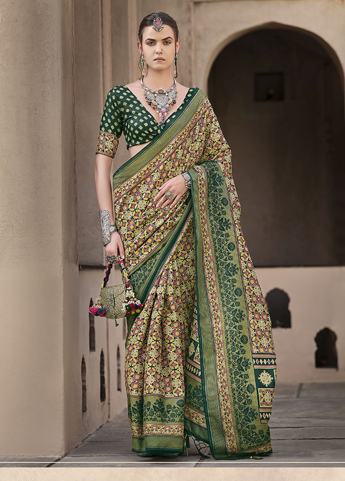 Green Spun Silk Saree With Blouse Piece Buy Cheap 2025