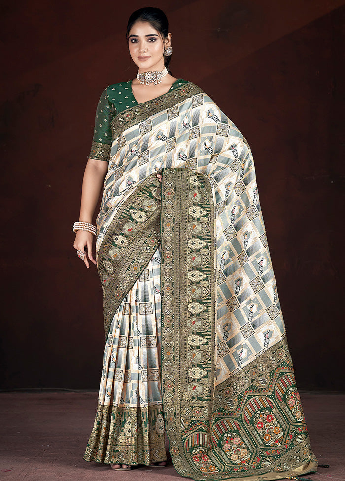 Green Banarasi Silk Saree With Blouse Piece Outlet Official Site