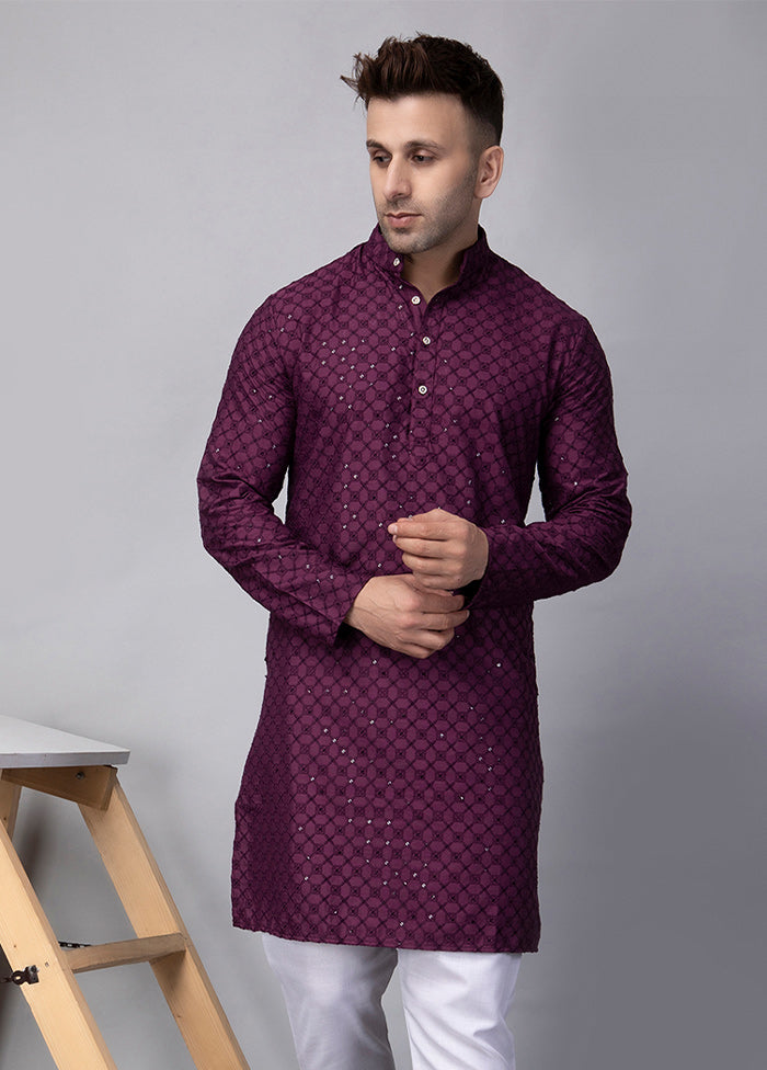 2 Pc Purple Viscose Kurta Pajama Set Pictures Cheap Online