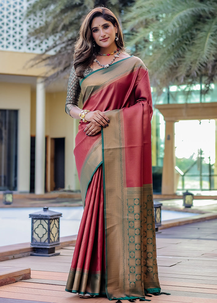 Maroon Kanjivaram Silk Saree With Blouse Piece Online Online For Sale