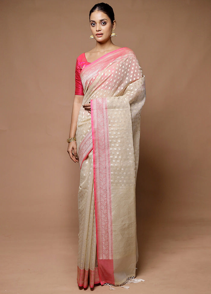 Cream Kora Silk Saree With Blouse Piece Clearance Wiki