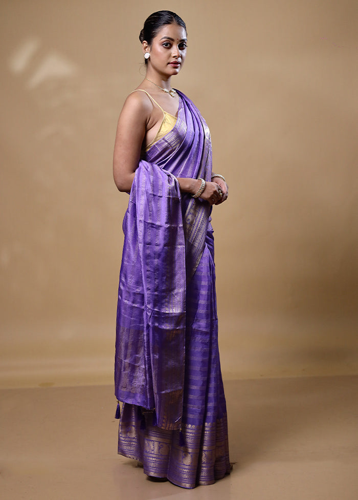 Purple Dupion Silk Saree With Blouse Piece Best Place