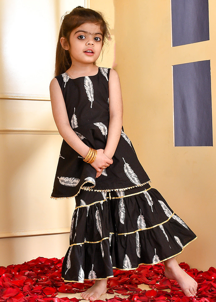 Black Cotton Block Print Ghagra Set Free Shipping Clearance