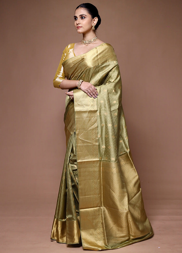 Green Handloom Kanjivaram Pure Silk Saree With Blouse Piece High Quality