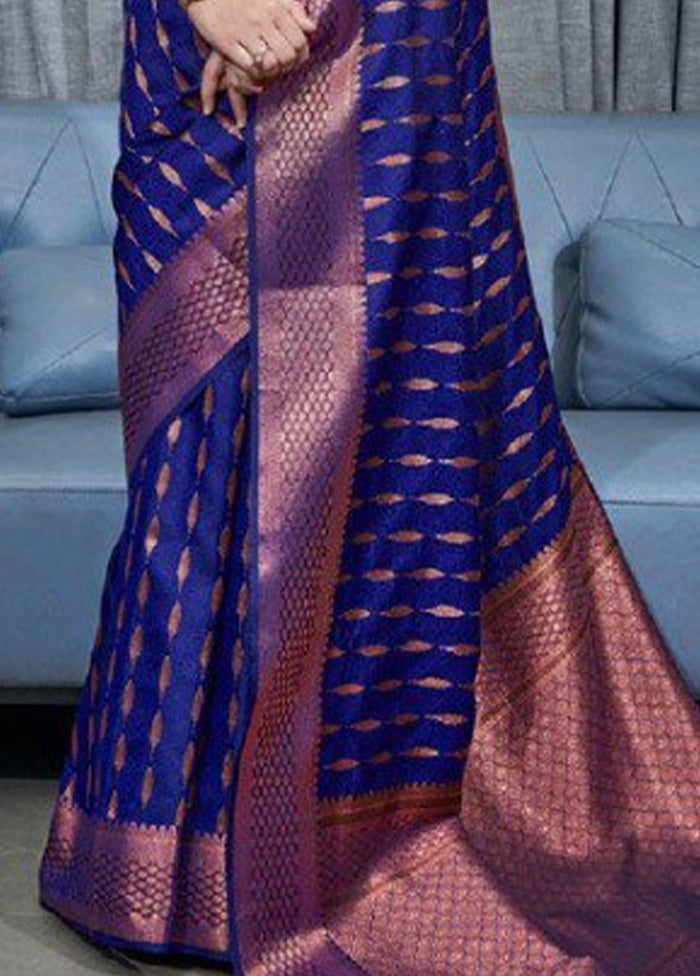 Royal Blue Banarasi Silk Saree With Blouse Piece Outlet Locations Cheap Pice