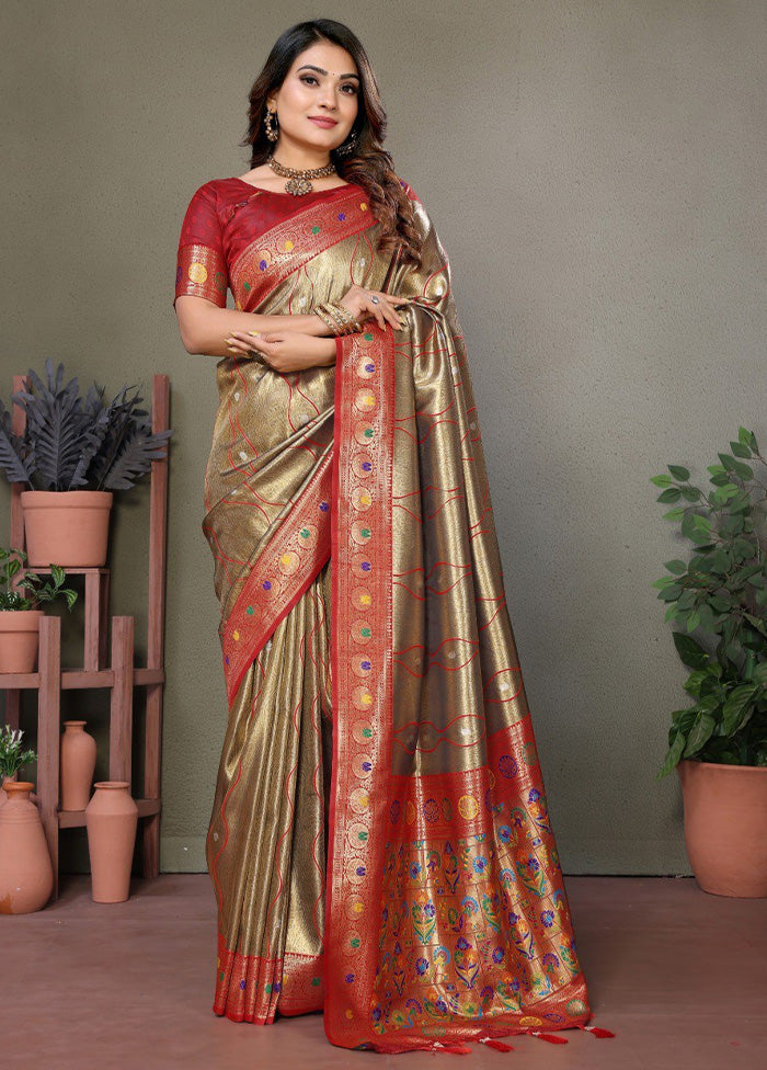 Olive Green Banarasi Silk Saree With Blouse Piece Discount Pay With Paypal