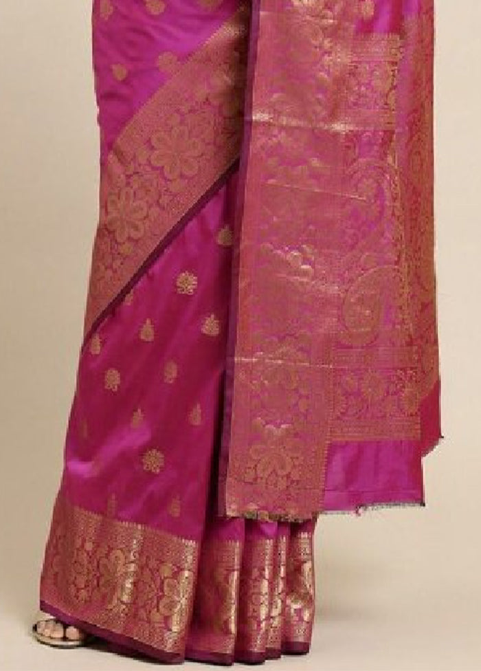 Pink Banarasi Silk Saree With Blouse Piece Where To Buy Low Pice