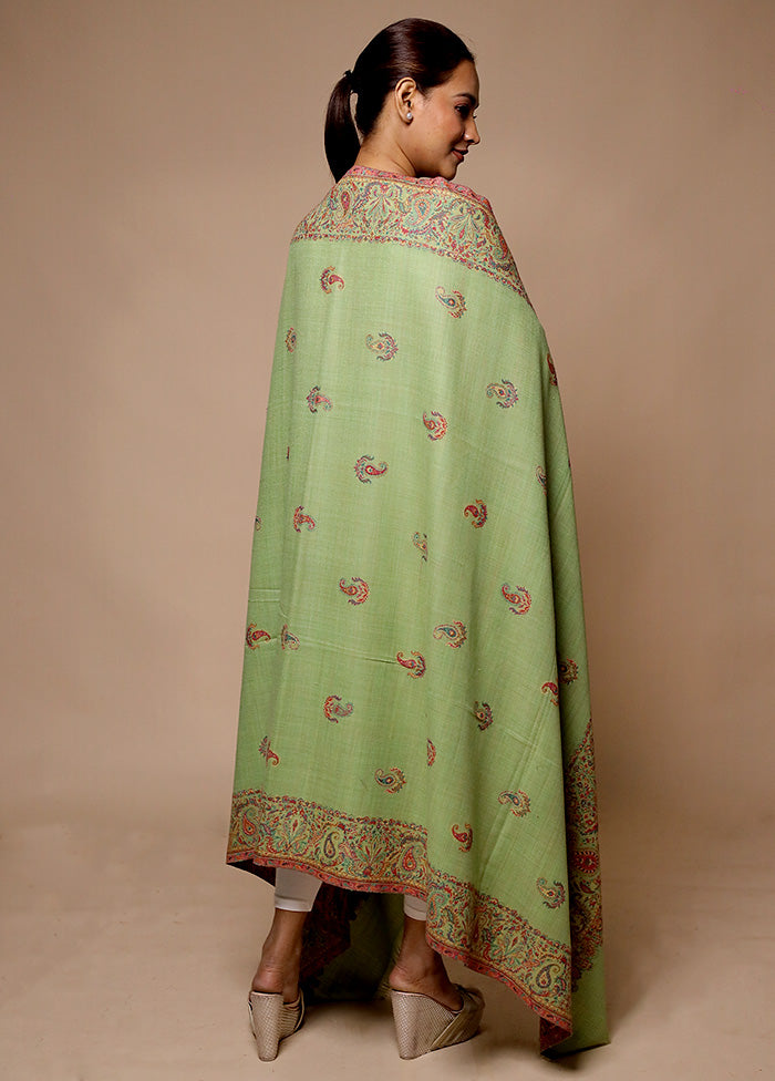 Green Butta Work With Zari Woven Border Shawl Cheap Pick A Best