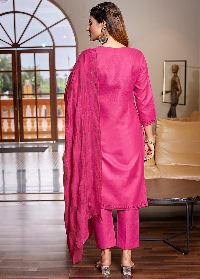 3 Pc Pink Readymade Cotton Suit Set Shipping Outlet Store Online