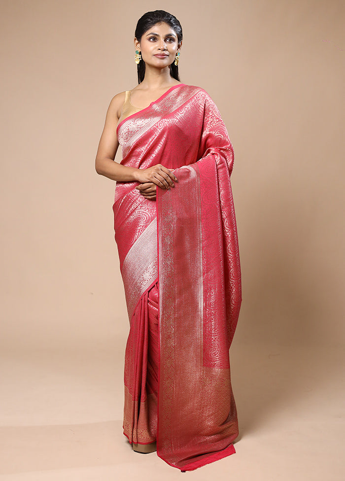 Pink Dupion Silk Saree With Blouse Piece High Quality Cheap Pice