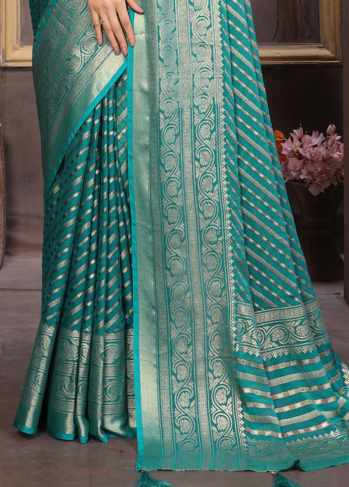 Sea Green Spun Silk Saree With Blouse Piece Outlet Classic